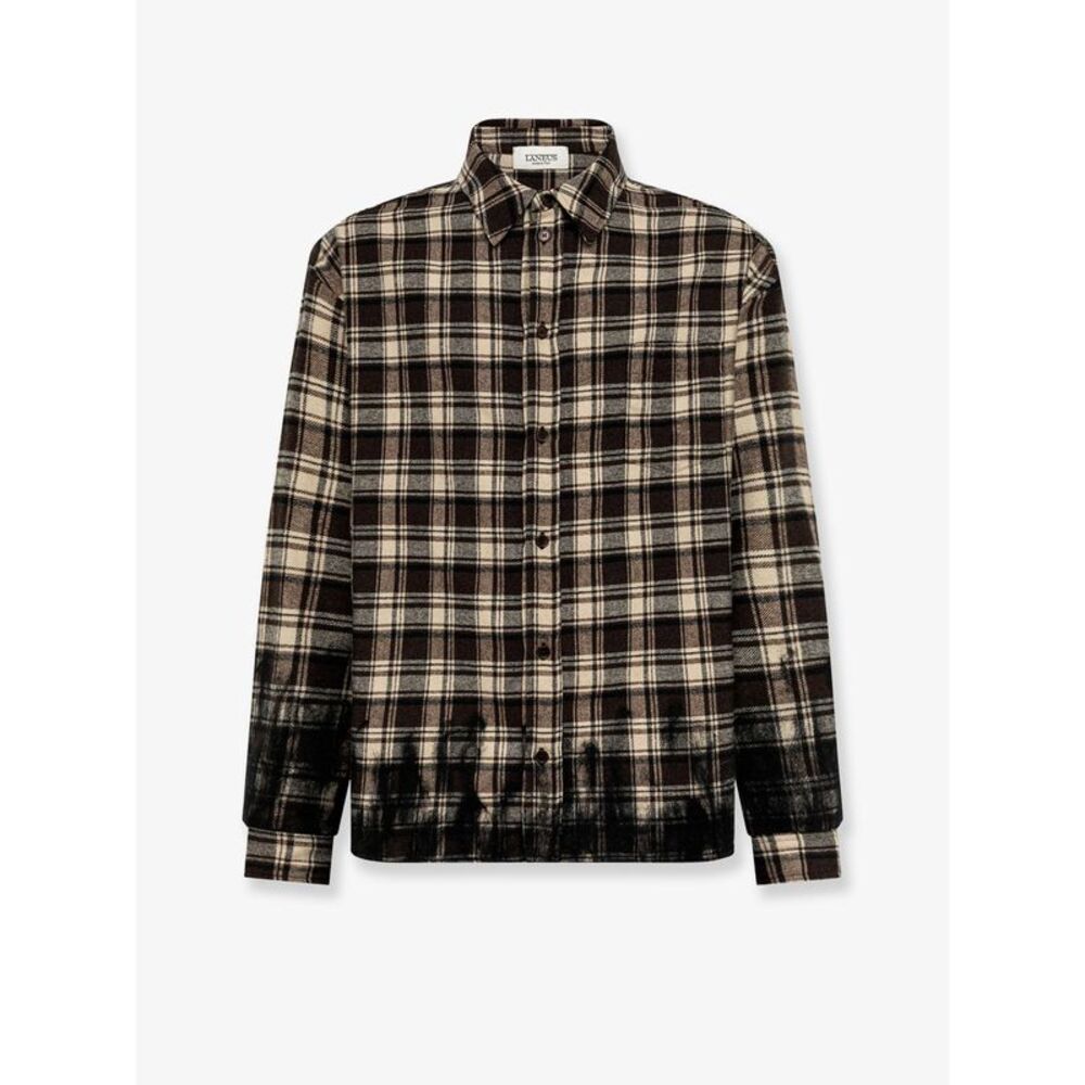 Laneus Men Cotton Blend Shirt With Check Pattern